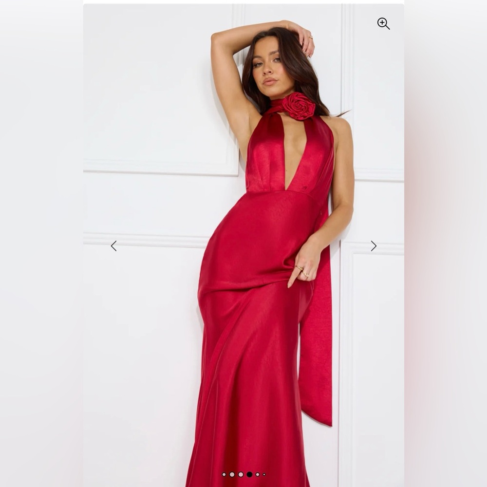 Hello Molly Red Satin Halter Maxi Dress – Elegant Formal / Wedding Guest